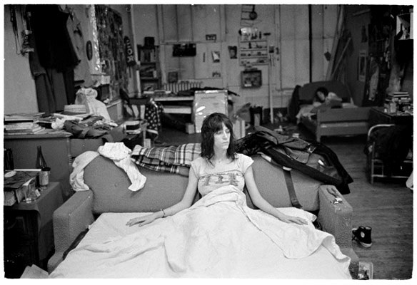 Judy Linn, Patti on sofa bed, 23rd St., early 1970s jlf7029